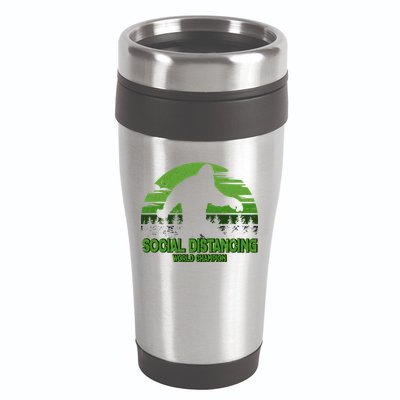 Retro Social Distancing World Champion Sasquatch 16oz Travel Tumbler