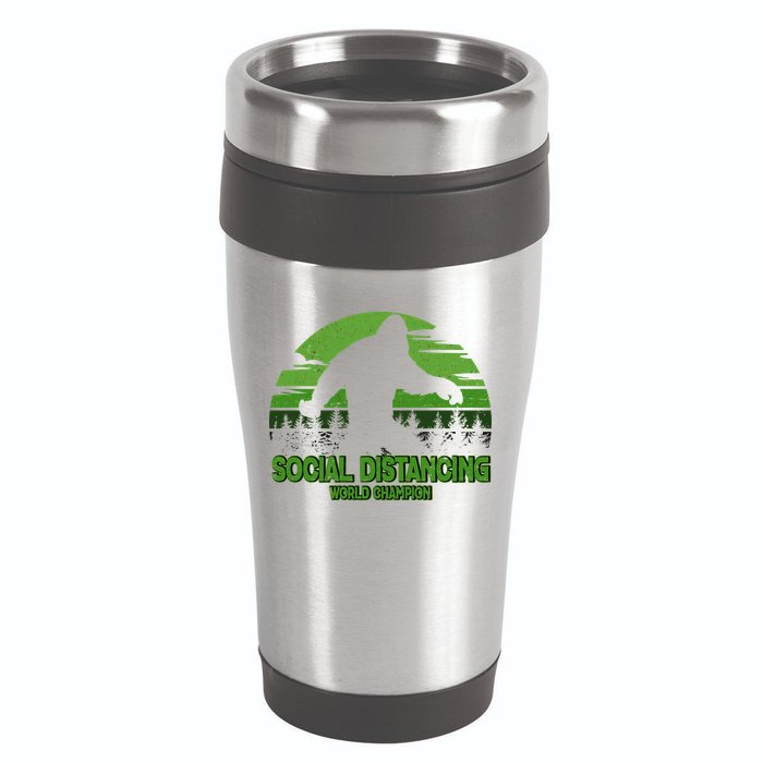 Retro Social Distancing World Champion Sasquatch 16oz Travel Tumbler
