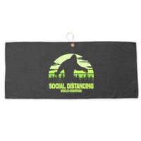 Retro Social Distancing World Champion Sasquatch Large Microfiber Waffle Golf Towel