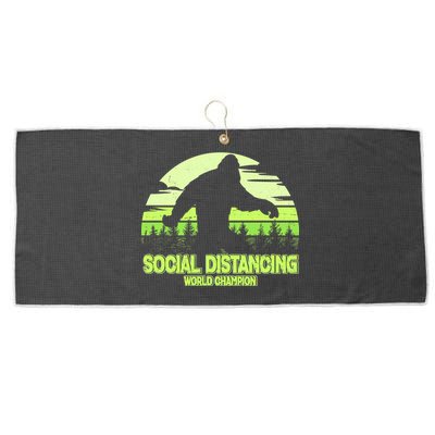 Retro Social Distancing World Champion Sasquatch Large Microfiber Waffle Golf Towel