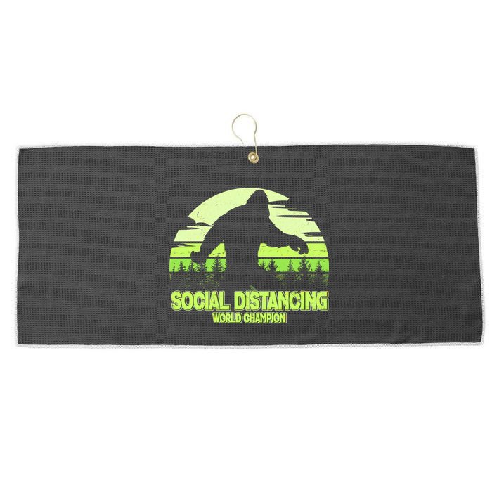 Retro Social Distancing World Champion Sasquatch Large Microfiber Waffle Golf Towel