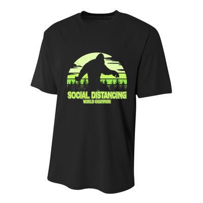 Retro Social Distancing World Champion Sasquatch Youth Performance Sprint T-Shirt