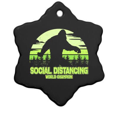 Retro Social Distancing World Champion Sasquatch Ceramic Star Ornament