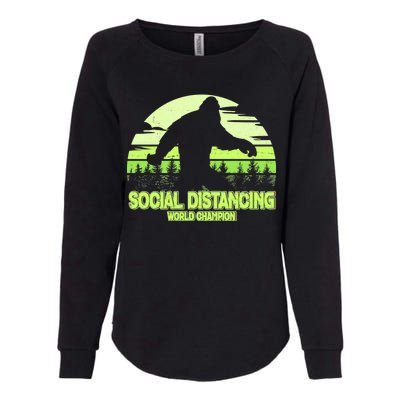 Retro Social Distancing World Champion Sasquatch Womens California Wash Sweatshirt