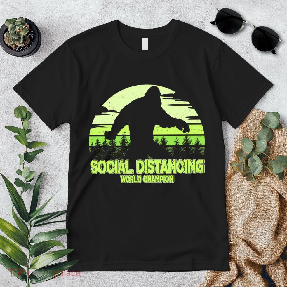 Retro Social Distancing World Champion Sasquatch Premium T-Shirt