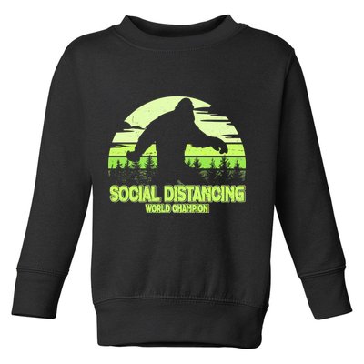 Retro Social Distancing World Champion Sasquatch Toddler Sweatshirt