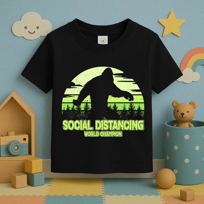 Retro Social Distancing World Champion Sasquatch Toddler T-Shirt
