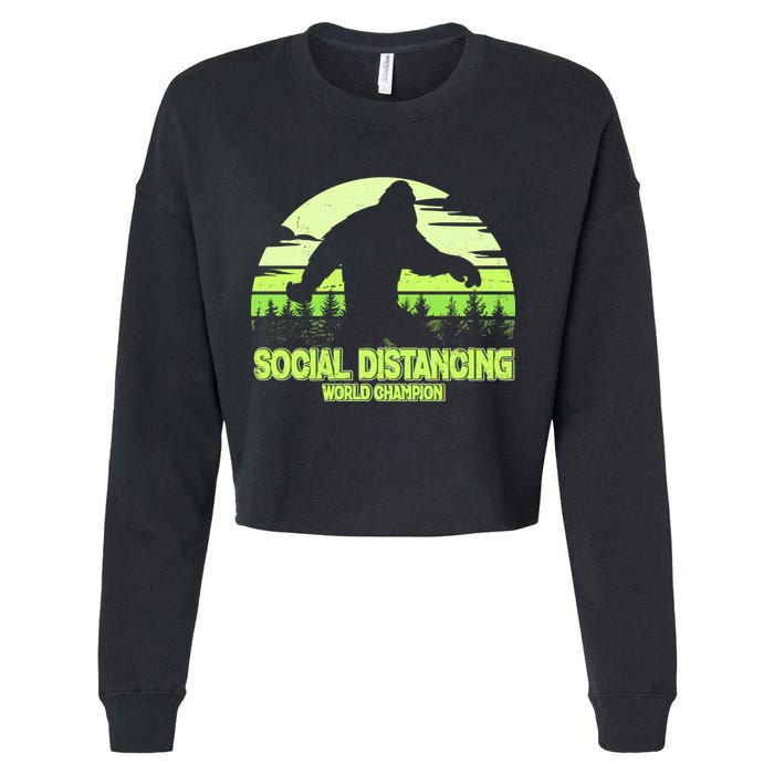 Retro Social Distancing World Champion Sasquatch Cropped Pullover Crew