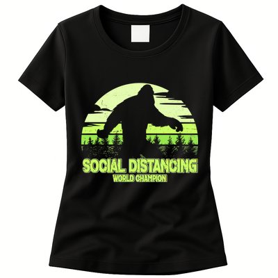 Retro Social Distancing World Champion Sasquatch Womens T-Shirt