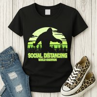 Retro Social Distancing World Champion Sasquatch Womens T-Shirt