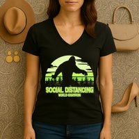 Retro Social Distancing World Champion Sasquatch Women's V-Neck T-Shirt
