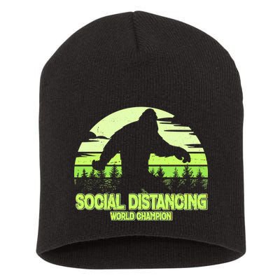 Retro Social Distancing World Champion Sasquatch Short Acrylic Beanie