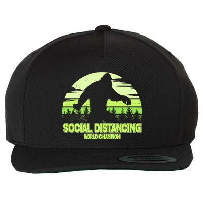 Retro Social Distancing World Champion Sasquatch Wool Snapback Cap