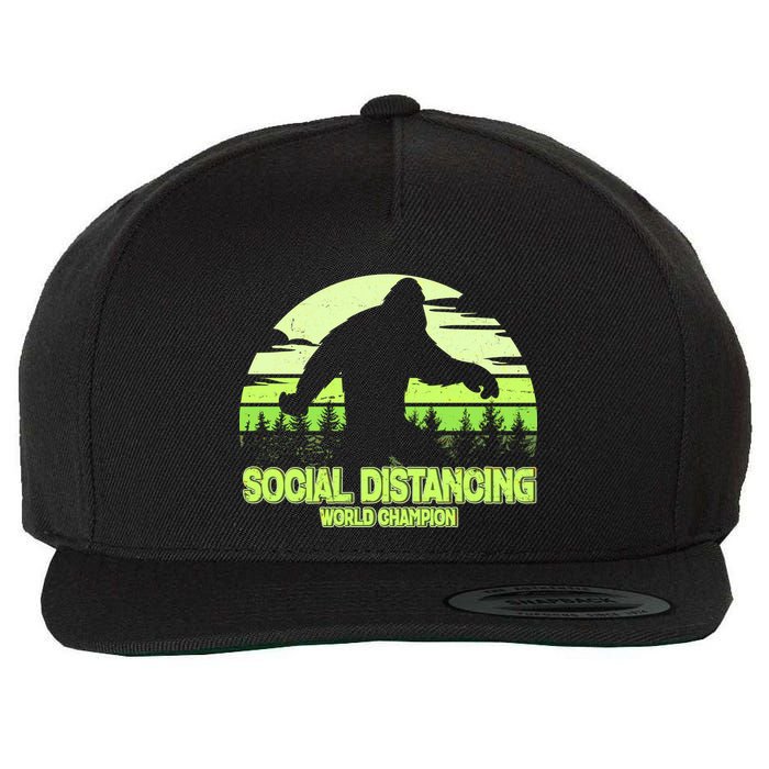 Retro Social Distancing World Champion Sasquatch Wool Snapback Cap