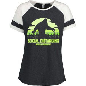 Retro Social Distancing World Champion Sasquatch Enza Ladies Jersey Colorblock Tee