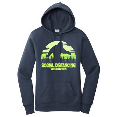 Retro Social Distancing World Champion Sasquatch Women's Pullover Hoodie