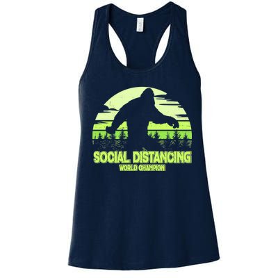 Retro Social Distancing World Champion Sasquatch Women's Racerback Tank