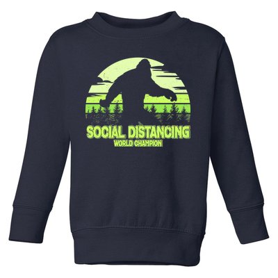 Retro Social Distancing World Champion Sasquatch Toddler Sweatshirt