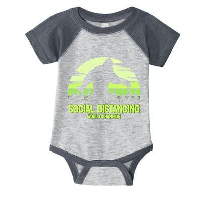 Retro Social Distancing World Champion Sasquatch Infant Baby Jersey Bodysuit