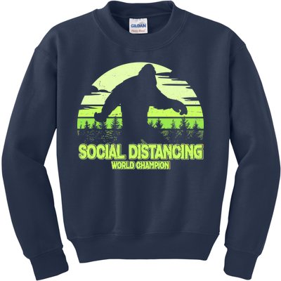 Retro Social Distancing World Champion Sasquatch Kids Sweatshirt