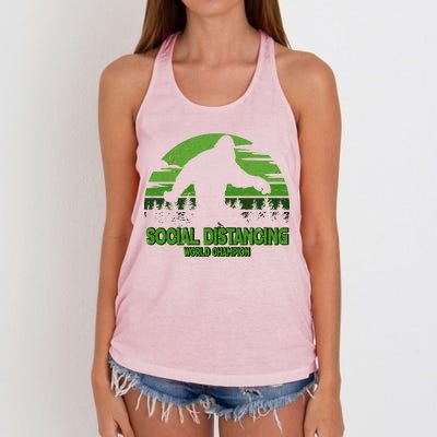 Retro Social Distancing World Champion Sasquatch Women's Knotted Racerback Tank