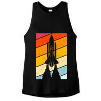 Retro Space Rocket Launch Ladies PosiCharge Tri-Blend Wicking Tank