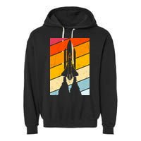 Retro Space Rocket Launch Garment-Dyed Fleece Hoodie