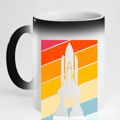 Retro Space Rocket Launch 11oz Black Color Changing Mug