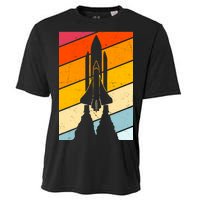 Retro Space Rocket Launch Cooling Performance Crew T-Shirt