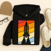 Retro Space Rocket Launch Hoodie