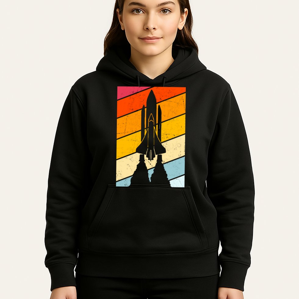 Retro Space Rocket Launch Hoodie