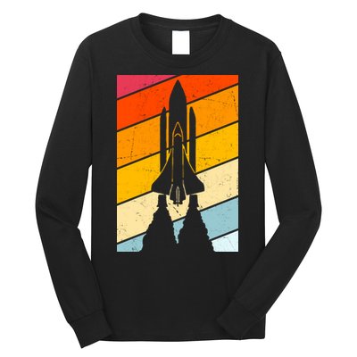 Retro Space Rocket Launch Long Sleeve Shirt