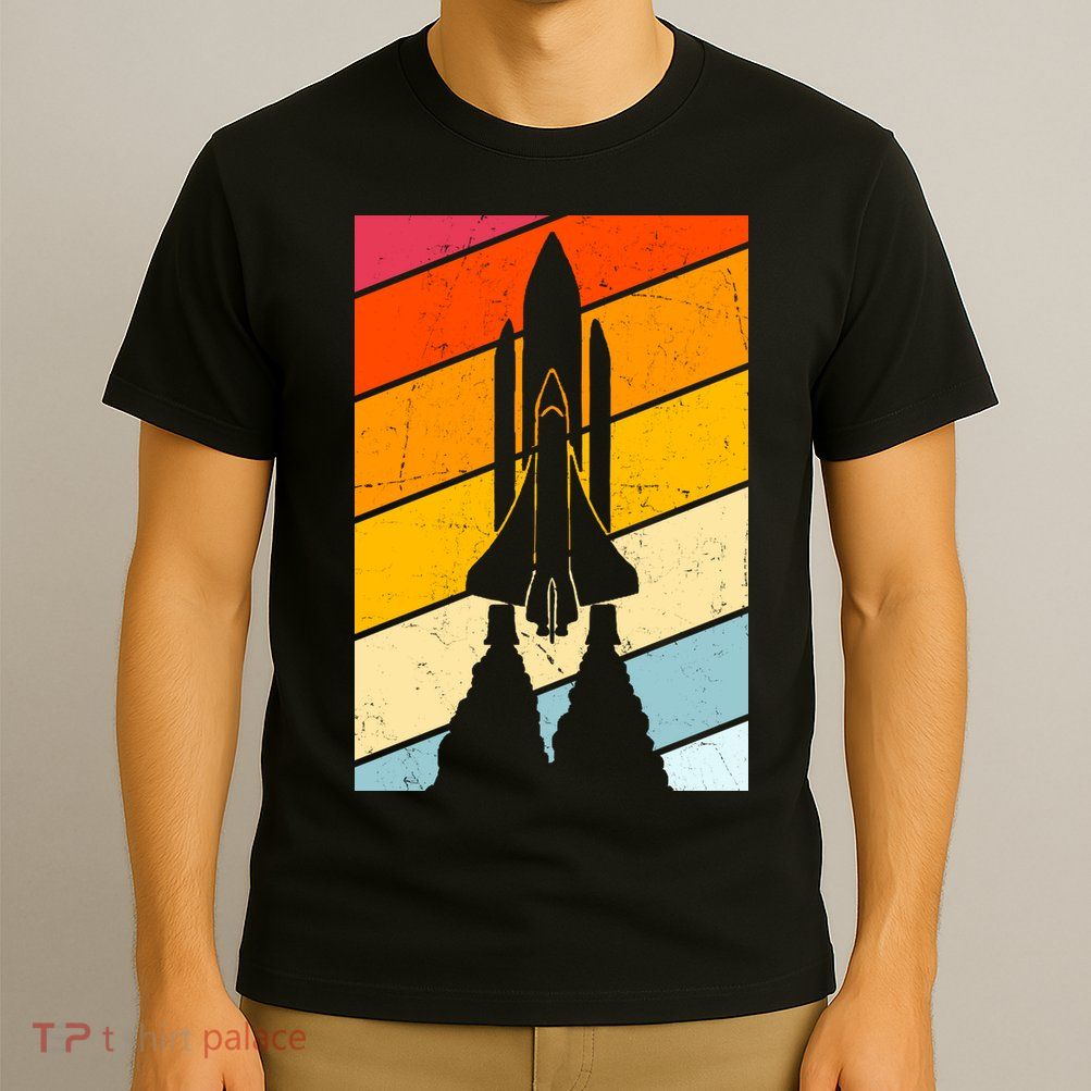 Retro Space Rocket Launch T-Shirt