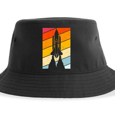 Retro Space Rocket Launch Sustainable Bucket Hat