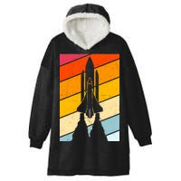 Retro Space Rocket Launch Hooded Wearable Blanket