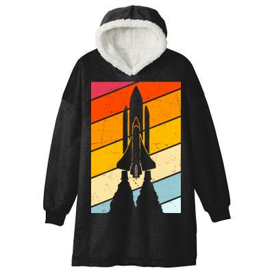 Retro Space Rocket Launch Hooded Wearable Blanket