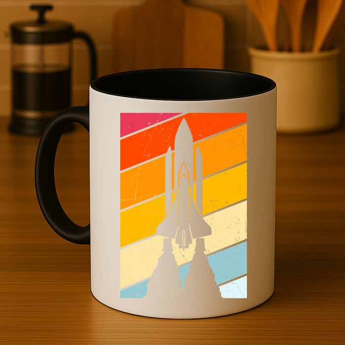 Retro Space Rocket Launch Mug