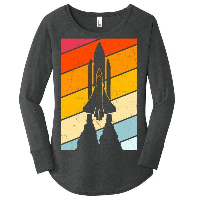 Retro Space Rocket Launch Women's Perfect Tri Tunic Long Sleeve Shirt