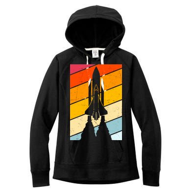 Retro Space Rocket Launch Women's Fleece Hoodie