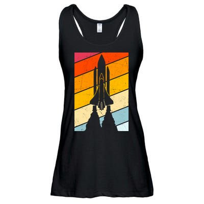 Retro Space Rocket Launch Ladies Essential Flowy Tank