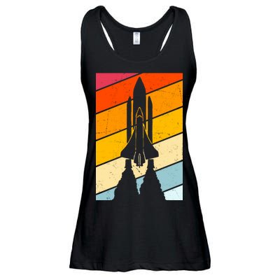 Retro Space Rocket Launch Ladies Essential Flowy Tank