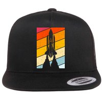 Retro Space Rocket Launch Flat Bill Trucker Hat