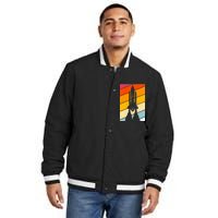 Retro Space Rocket Launch Insulated Varsity Jacket