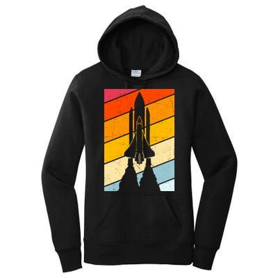 Retro Space Rocket Launch Women's Pullover Hoodie