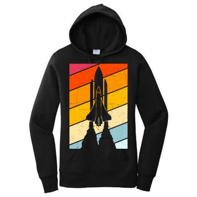 Retro Space Rocket Launch Women's Pullover Hoodie