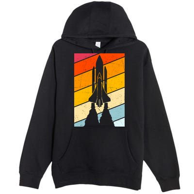 Retro Space Rocket Launch Premium Pullover Hoodie