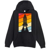 Retro Space Rocket Launch Premium Pullover Hoodie