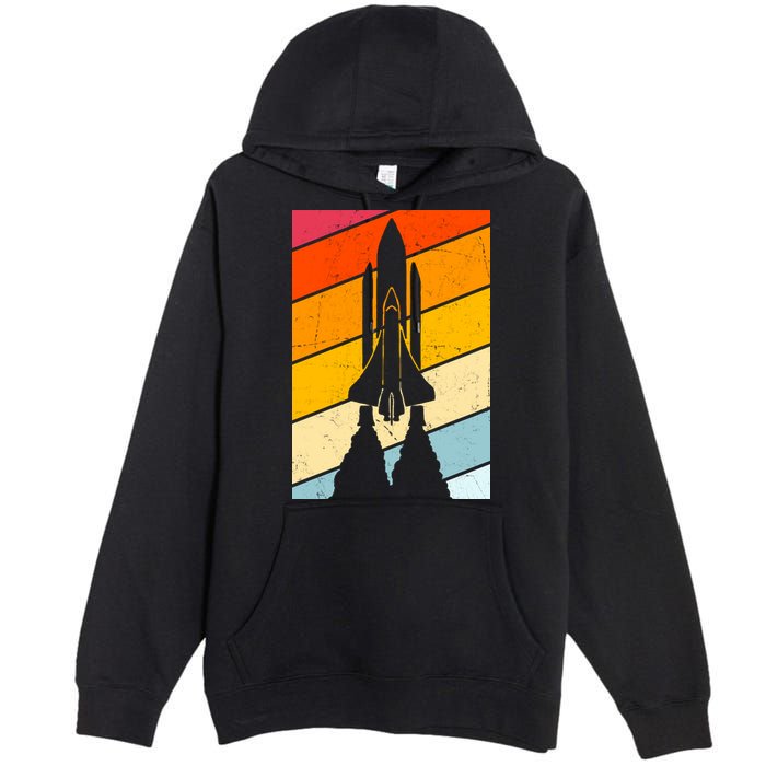 Retro Space Rocket Launch Premium Pullover Hoodie