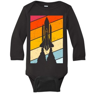 Retro Space Rocket Launch Baby Long Sleeve Bodysuit