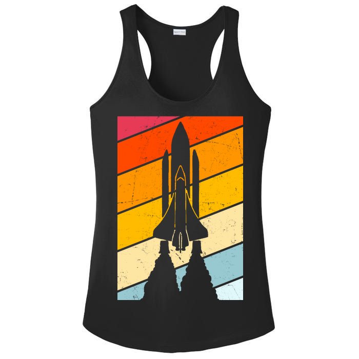 Retro Space Rocket Launch Ladies PosiCharge Competitor Racerback Tank